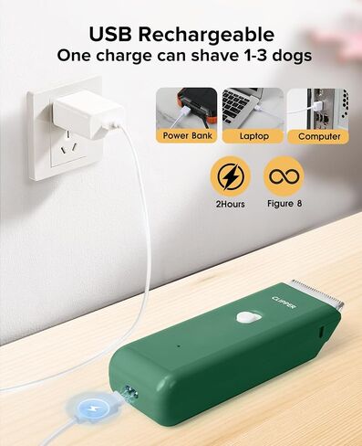Upgrade Home Professional Dog Grooming Kit Clipper for Matted&Long Hair, Cordless Pet Shaver Low Noise USB Rechargeable for Cats, Small&Medium Dogs, Handy Pet Hair Grooming Trimmer, Green in Saudi Arabia