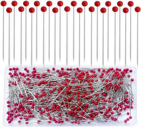 SUNENLYST 500 PCS دبابيس الخياطة ، 1.75 بوصة دبابيس زجاجية زجاجية طويلة طويلة رأس الدبابيس مستقيمة للنسيج ، خياطة الفولاذ المقاوم للصدأ للخياطة ، الحرف ، صنع المجوهرات ، DIY in Kuwait