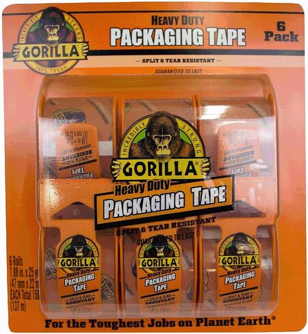 Gorilla 6034015 شريط التعبئة الثقيل مع موزع للتحرك - 1.88 "× 25 YD ، واضح ، (حزمة 6) in Saudi Arabia