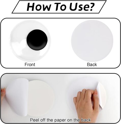 6 Inch Giant Googly Eyes, 2 PCS Large Wiggle Eyes Plastic Wiggle Googly Eye Self Adhesive Eyeball Stickers Black White Big Googlys Eye for DIY Crafts Halloween Christmas Tree Party Decorations in Kuwait