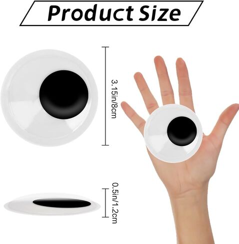 6 Inch Giant Googly Eyes, 2 PCS Large Wiggle Eyes Plastic Wiggle Googly Eye Self Adhesive Eyeball Stickers Black White Big Googlys Eye for DIY Crafts Halloween Christmas Tree Party Decorations in Kuwait