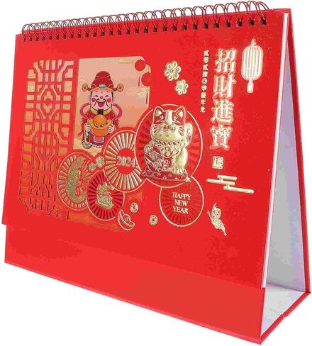 TEMKIN Flip Calendar Desk Daily Use Monthly 2024 Decorative Home Office Table Ornament Calendar (Color : Red 3) in Kuwait