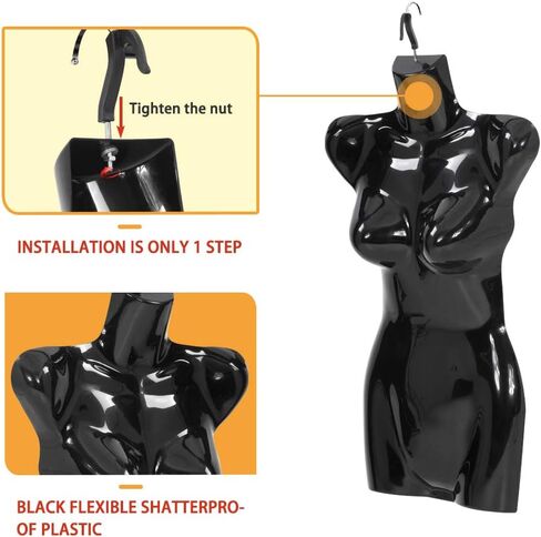 4PCS Female Torso Dress Form Sewing Mannequin Polypropylene (PP) Retail Mannequin Manikin 27 Inch Height Display Dress Clothing Form with Metal Hook in Saudi Arabia