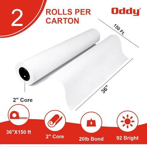 Wide Format Plotter Paper - 2 Rolls, 36" x 150 Ft, 20 lb Bond Paper (80 GSM with 2" Core), 96 Bright White, CAD Bond Paper for Inkjet Printers, Engineering, Architecture, and Blueprinting in Saudi Arabia