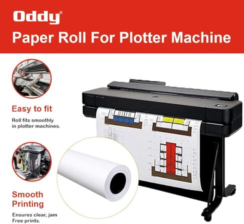 Wide Format Plotter Paper - 2 Rolls, 36" x 150 Ft, 20 lb Bond Paper (80 GSM with 2" Core), 96 Bright White, CAD Bond Paper for Inkjet Printers, Engineering, Architecture, and Blueprinting in Saudi Arabia