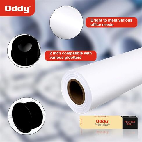 Wide Format Plotter Paper - 2 Rolls, 36" x 150 Ft, 20 lb Bond Paper (80 GSM with 2" Core), 96 Bright White, CAD Bond Paper for Inkjet Printers, Engineering, Architecture, and Blueprinting in Saudi Arabia