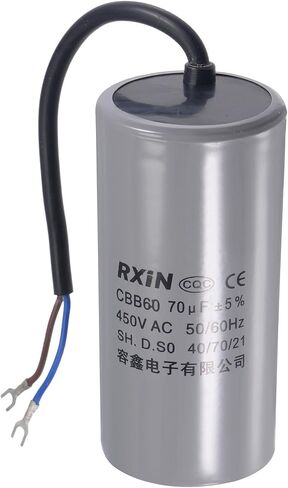 مكثف تشغيل Uxcell CBB60 50 فائق التوهج 450 فولت تيار متردد 2 أسلاك 50/60 هرتز اسطوانة 105 × 50 مم مع محطة لمحرك مضخة المياه ضاغط الهواء in Kuwait