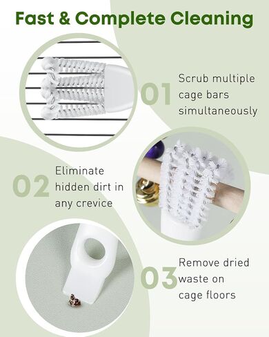 Pawfly 3 PCS Bird Bird Cage Cleaner Brush مع مجرفة ، مجموعة فرشاة تنظيف قفص 2 في 1 ، مزيل أنبوب الطيور للعثمان ، بيوت الوزراء وأقفاص الحيوانات الصغيرة ، إكسسوارات قفص الطيور ، فرشاة إزالة فضلات الطيور in Saudi Arabia