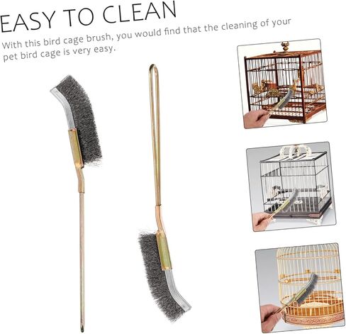 Upkoch 2pcs Bird Cage Cleaning Brush Brushes Long Handle Frants لسهولة الصيانة اليومية لأقفاص الطيور خفيفة الوزن وملحقات مقاومة للرائحة للببغاوات والحيوانات الأليفة in Kuwait