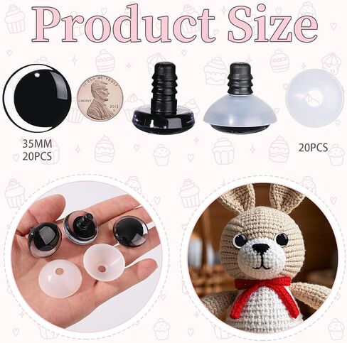 Mucunnia 80pcs عيون سلامة القمر 25 ملم للكروشيه مع الغسالات عيون أمان واضحة ل Amigurumi 3d القمر الكروشيه عيون عيون للحيوانات تيدي دب الكروشيه in Saudi Arabia