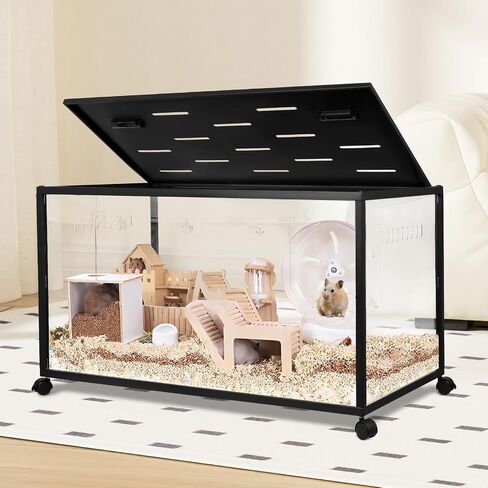 Hamster Cage - 360° Panoramic Large-Space Guinea Pig Cages (39.5×19.7×19.7 Inches) with Top Door Access Suitable for Hamster,Guinea,Ferret & Guinea (Wheel Included, Optional Installation) in Kuwait