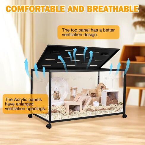 Hamster Cage - 360° Panoramic Large-Space Guinea Pig Cages (39.5×19.7×19.7 Inches) with Top Door Access Suitable for Hamster,Guinea,Ferret & Guinea (Wheel Included, Optional Installation) in Kuwait