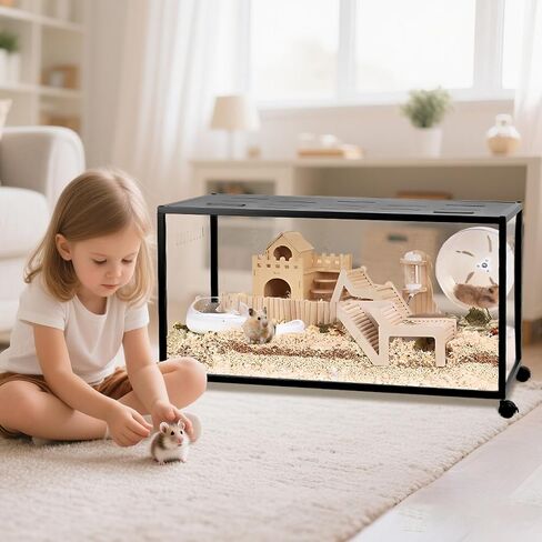Hamster Cage - 360° Panoramic Large-Space Guinea Pig Cages (39.5×19.7×19.7 Inches) with Top Door Access Suitable for Hamster,Guinea,Ferret & Guinea (Wheel Included, Optional Installation) in Kuwait