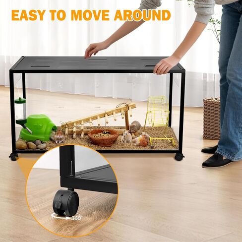 Hamster Cage - 360° Panoramic Large-Space Guinea Pig Cages (39.5×19.7×19.7 Inches) with Top Door Access Suitable for Hamster,Guinea,Ferret & Guinea (Wheel Included, Optional Installation) in Kuwait
