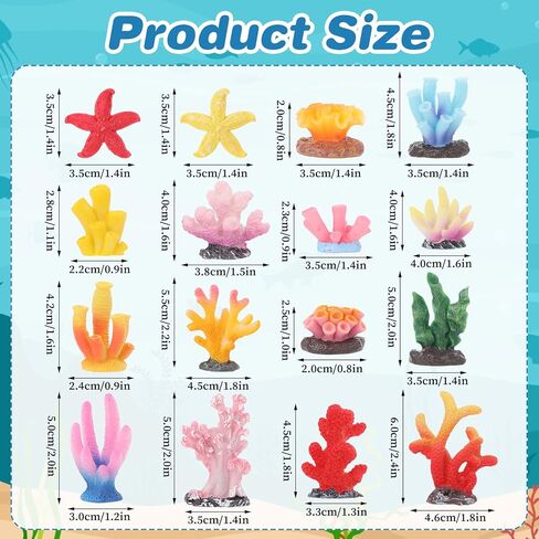 16 PCS ديكور الشعاب المرجانية ، ديكورات خزان الأسماك الملونة ، مرجان نجم البحر الاصطناعي لزخارف خزان السمك للمناظر الطبيعية للأحياء ، إكسسوارات الديكورات المائية in Kuwait
