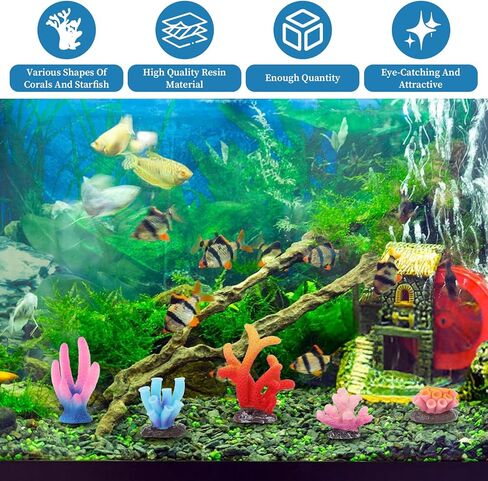 16 PCS ديكور الشعاب المرجانية ، ديكورات خزان الأسماك الملونة ، مرجان نجم البحر الاصطناعي لزخارف خزان السمك للمناظر الطبيعية للأحياء ، إكسسوارات الديكورات المائية in Kuwait