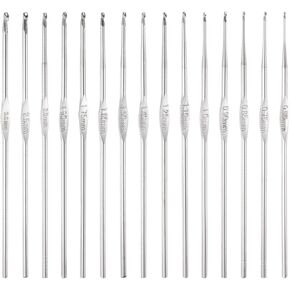 uxcell Stainless Steel Crochet Hook Set 0.6mm-3mm Knitting Needles for DIY Craft Yarn 30Pcs