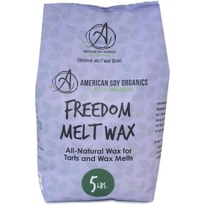 American Soy Organics Freedom Soy Wax Beads for Wax Melts Making - Natural Candle Making Supplies - Paraffin-Free, Beeswax-Free Candle Wax for Tarts, Tealights, Wax Melts and Cubes, 5 lbs