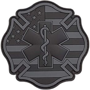 Blackout EMS EMT Fire Fighter Department USA American Flag Rescue Firemen Medic Morale PVC Touch Fastener Patch