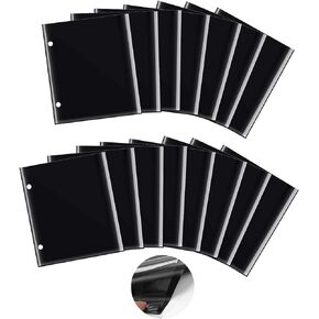 Flip Folder Pages,15 pcs 7.5 x 6.3'' Double Side Marching Band Musical Flip Folio Page W/ 2 Holes PVC Waterproof Resist Tearing Window Pages for Holding Sheet Music