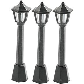 3pcs Mini Street Light Models Miniature Street Lamp Models Decorative Pathway Lantern Post for Miniature Doll House Micro Landscape Lamppost Model