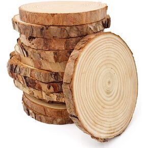 Unfinished Natural Wood Slices 12 Pcs 3.5-4 inch Craft Wood kit Circles Crafts Christmas Ornaments DIY Crafts with Bark for Crafts Rustic Wedding Decoration by William Craft (3.5-4inch)