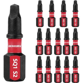 Impact Tough #1 Square 1 in. Insert Driver Bits,15Pack Magnetic SQ1 Screwdriver Bits Set 1"Long Impact Bit,Bulk