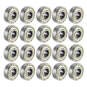 uxcell 695ZZ Deep Groove Ball Bearing Double Shield 695-2Z 1080095, 5mm x 13mm x 4mm Carbon Steel Bearings (Pack of 20)