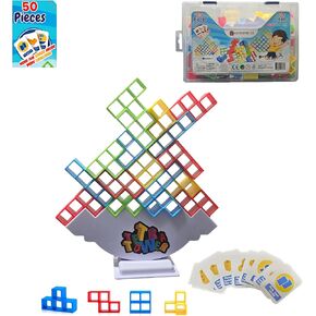 50 Pcs Board Games for Kids & Adults Tetra Tower Balance Stacking Toys Perfect for Family Games, Parties, Travel