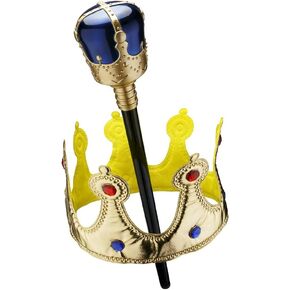Dress Up America Crown for Kids - Kings Crown and Scepter Accessory Set - Gold Royal Crown for Children
