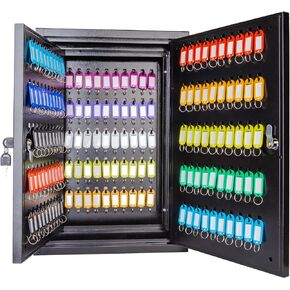 Key Lock Box Cabinet with 300 Hooks, Key Cabinet Wall Mount Key Organizer with Key Tags,Key Safe for Car, Hotels, Office, House Black