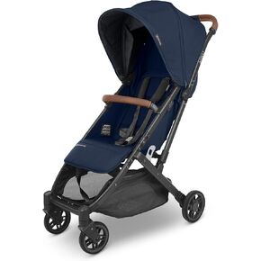 عربة سفر UPPAbaby Minu V2 / خفيفة الوزن، تصميم محمول / قابلة للطي بيد واحدة / حزام كتف وشريط ممتص للصدمات من الجلد متضمن / جيك (فحمي / إطار كربون / جلد أسود) in Kuwait