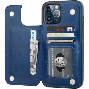Compatible with iPhone 12 Pro Max Wallet Case with Card Holder,PU Leather Kickstand Card Slots Case, Double Magnetic Clasp and Durable Shockproof Cover 6.7 Inch(Black)