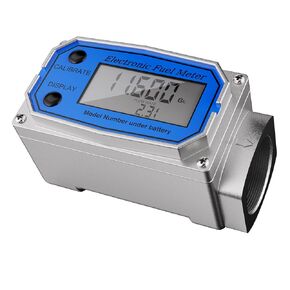 Flow Meter 1 Inches - Digital Flow Meter Aluminum Alloy Engineered - Fuel Meter Features Auto on & Off - Turbine Flow Meter & Digital Gas Meter in Industry-Grade - Supports Gallon, QTS, PTS, L, m³