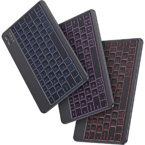 Emetok Backlit Bluetooth Keyboard with Larger Keys and 7-Color Backlighting for Comfortable Typing, Compatible with iPad 10.2/10.9 /iPad Pro 11 and All Bluetooth-Enabled Devices, Black