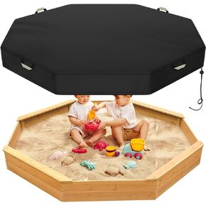 Octagon Sandbox Cover, 420D Oxford Cloth Waterproof Outdoor Sand Box Cover for Kids, Protect Sandbox Sand and Toys(Black,84" X 78" X 9")