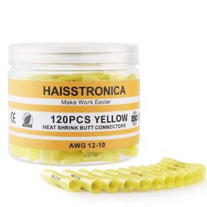 Haisstronica 200 قطعة 16-14 Awg موصلات مؤخرة قابلة للانكماش بالحرارة الزرقاء - نحاس أحمر مصبوغ 0.8 مم - موصلات أسلاك تجعيد معزولة من الدرجة البحرية - موصلات كهربائية مقاومة للماء - وصلة مؤخرة للبحرية والقوارب والاستريو