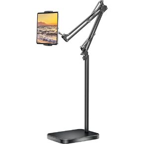 Tablet Floor Stand with 11lb Stable Base - Adjustable Height Stretchable Arm Swivel Holder Mount, Compatible with iPad Pro Air Mini 12.9/9.7, Kindle, Galaxy Tab, Cell Phones (4.7''-13'')