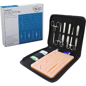 Suture Practice Kit | Kits of Medicine | HD Suture Guides Included | Complete Suture Practice Kit for Medical Students, Veterinarians, Nurses | Durable Silicone Skin Suture Pad | Great Gift