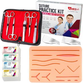 49 PCS Suture Practice Kit, Complete Medical Suture Kit for Surgical Training: Silicone Suture Pad, Sterile Sutures Thread with Needle, Scalpels Surgical, Gift for Medical Students