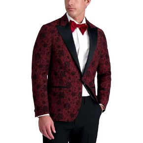 Haggar Men's Slim Fit Floral Pattern Peak Lapel Tuxedo Dinner Jacket