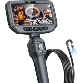 Two-Way Articulating Borescope, DEPSTECH 0.23in Articulated Endoscope Camera with Light, 5-inch IPS Snake Inspection Camera, Flexible Automotive, Mechanics, Plumbing Tools for Men-4.92FT