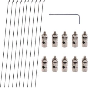 10PCs Steel Z Push Rods 1.2 x 140mm and 10PCs Adjustable Pushrod Connector Linkage Stopper 1.3mm DIY Parts for RC Airplane Model Aircraft Boat