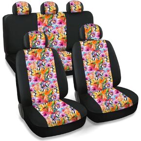 CarsCover Real Black Camo Seat Covers Maple Forest Tree Leaf Pattern Camouflage for Auto Truck Car SUV Hunter Style Seat Cover (9pc Black Camo Low Back)