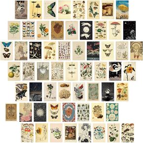 60 PCS Vintage Collection Postcard Set Retro Style Botanical Butterfly Mushroom Nature and Ephemera Postcards for DIY Card Paper