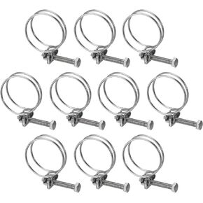 uxcell 10Pcs Double Wire Hose Clamp, 13-16mm Adjustable Stainless Steel Wire Hose Clips with M6 Bolt for Dust Collection Hose, Pump Hose Pipe