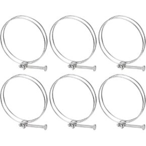 uxcell 6Pcs Double Wire Hose Clamp, 60-67mm Adjustable Stainless Steel Wire Hose Clips with M8 Bolt for Dust Collection Hose, Pump Hose Pipe