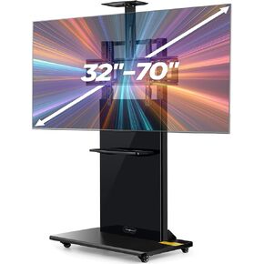 حامل تلفزيون متنقل مزود بعجلات لشاشات مسطحة LCD LED OLED بلازما مقاس 32-70 بوصة يصل وزنها إلى 220 رطلًا، حامل تلفزيون محمول على الأرض في الهواء الطلق وحامل شاشة متحرك للمكتب المنزلي in Kuwait