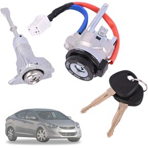مجموعة أسطوانات قفل السيارة بالكامل 81970-3XA00 81910-3XA00 متوافقة مع Hyundai Elantra 2011 2012 2013 2014 2015 1.8L 2.0L 1 × مفتاح الإشعال /1 × قفل الباب الأمامي الأيسر /2 × مفاتيح عالمية in Kuwait