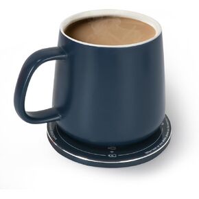 كوب سيراميك ذاتي التسخين من APEKX - 130 درجة فهرنهايت / 55 درجة مئوية تحكم مثالي في درجة الحرارة، قاعدة شحن لاسلكية للهاتف بقدرة 15 وات - سعة 12.8 أونصة سائلة/380 مل مع USB-C (بحري عميق) in Kuwait